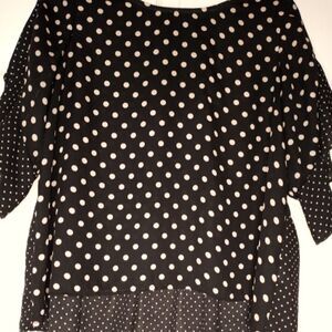 W5Antropologie S FlyingShrtSlv CreamPolkaDotFlying Up-D Bottom Women'sTopBlouse